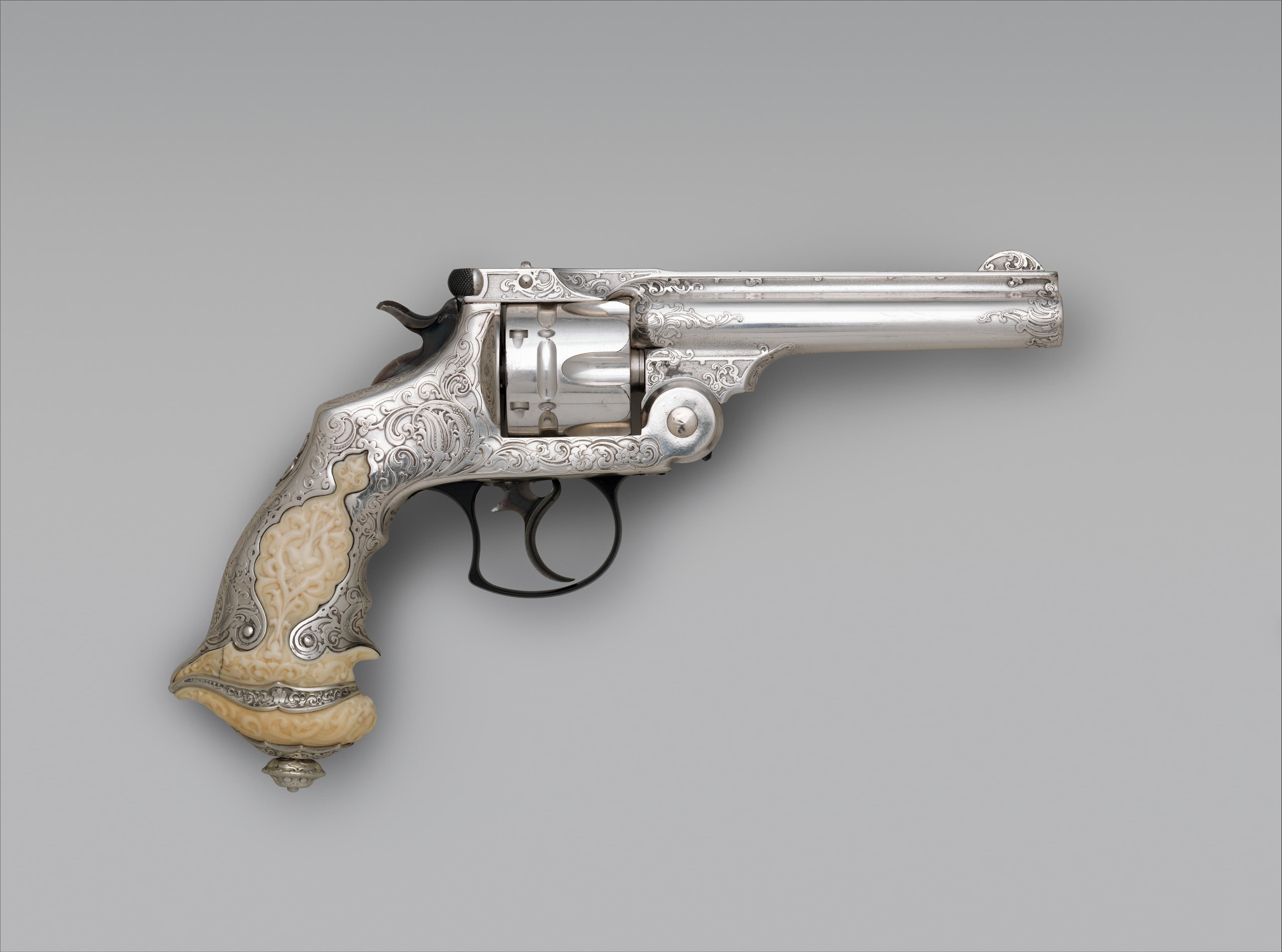 Smith & Wesson — Smith and Wesson .44 Double-Action Revolver for George Jay Gould (1864–1923), serial no. 23402, with Case and Cleaning Brush